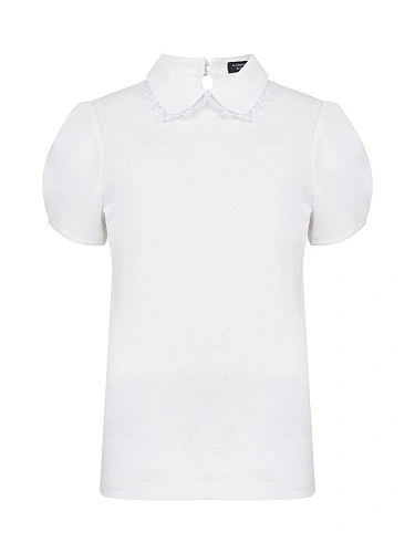 Alessandro Borelli Блузка трикотажная с коротким рукавом и воротником с кружевом Alessandro Borelli Блузка трикотажная с коротким рукавом и воротником с кружевом