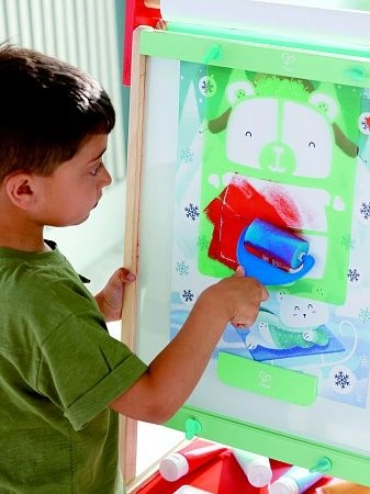 HAPE Развивающий детский игровой набор для рисования губкой и валиками по трафаретам