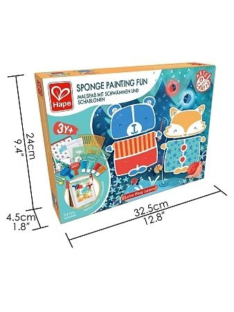HAPE Развивающий детский игровой набор для рисования губкой и валиками по трафаретам