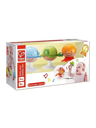 HAPE Игрушки для малышей набор погремушек "Морские друзья", 3 предмета