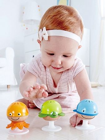 HAPE Игрушки для малышей набор погремушек "Морские друзья", 3 предмета