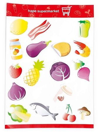 HAPE Детская игрушечная деревянная касса с набором наклеек, калькулятором, светом и звуком