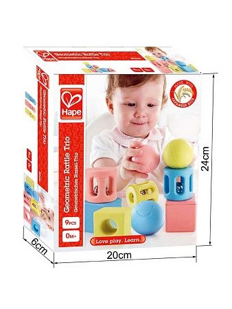 HAPE Игрушка для малышей конструктор - погремушка "Улыбка", 9 предметов